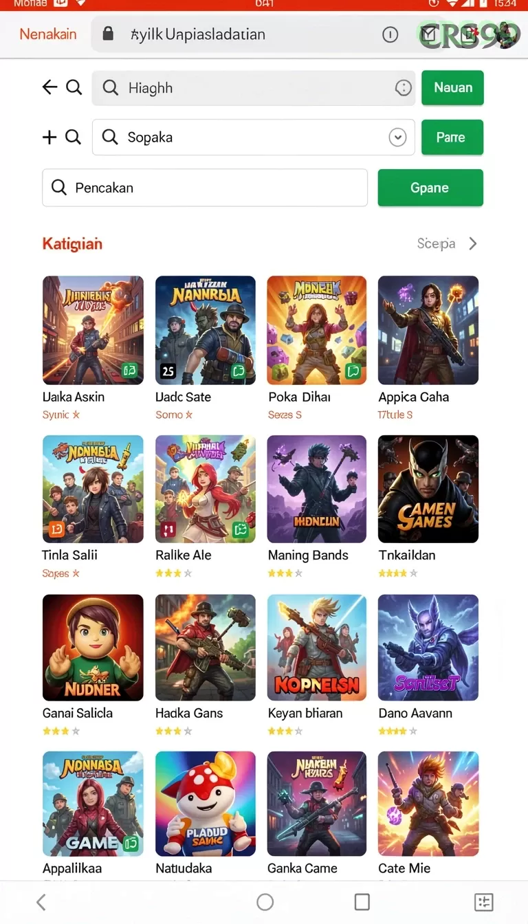 Cuplikan layar menu unduhan crs99 untuk perangkat Android